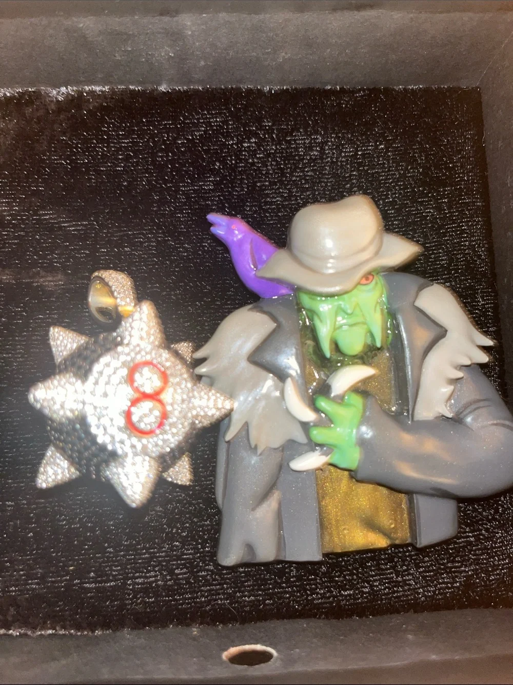 Unbranded Green Witch Reptile Decor Figurine with Gray Coat